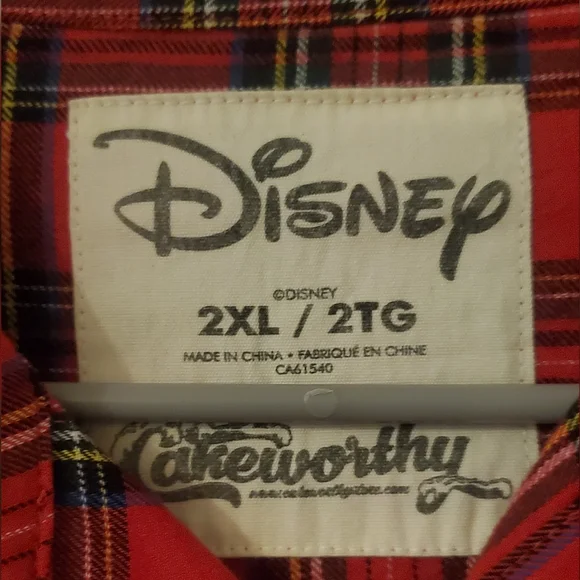 Cakeworthy Flannel Mickey Mouse unisex button up shirt 2XL Retired - Picture 4 of 6